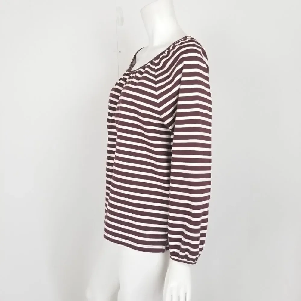 J. Crew Burgundy Striped Peasant Top Size XL